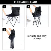 Foldable Camping Chair with Side Pocket Black image 3