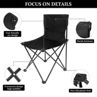 Foldable Camping Chair with Side Pocket Black image 4