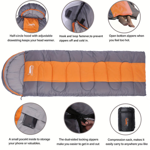 3-Season Lightweight Sleeping Bag for Hiking Camping